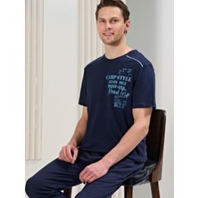 Over Sleep by Poleren Erkek Sıfır Yaka Kısa Kollu Pijama Takımı