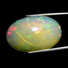Aries 17.67 Ct 25.7x16.7 mm Oval Cabochon Natural Play-Of-Color Crystal Opal Gemstone