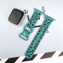 Nextron Watch 38-40-41-Watch 10 42MM Uyumlu Leopar Desenli Yüksek Kaliteli Leopar Silikon Kordon