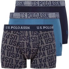 U.S. Polo Assn. 3 lü Erkek 80503 Indigo-Baskılı Lacivert Boxer Hava Alan Yapısı ile Rahat Kullanım