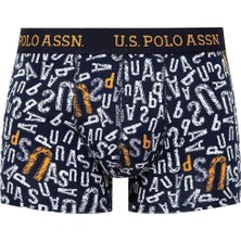 U.s. Polo Assn. 80497 Erkek Sarı-Baskılı-Lacivert Pamuklu 3 Lü Boxer