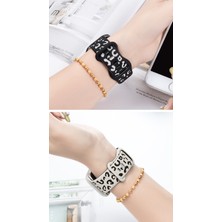 Nextron Watch 38-40-41-Watch 10 42MM Uyumlu Leopar Desenli Yüksek Kaliteli Leopar Silikon Kordon