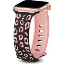 Nextron Watch 38-40-41-Watch 10 42MM Uyumlu Leopar Desenli Yüksek Kaliteli Leopar Silikon Kordon