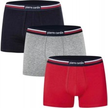 Pierre Cardin 395 Erkek Kırmızı-Lacıvert-Grı Stretch 3'lü Boxer