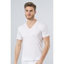 Türen 182 Beyaz Erkek Modal V Yaka Fanila