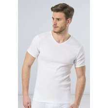 Türen 156 Beyaz 2'li Erkek Ribana V Yaka Fanila