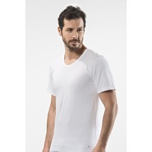 Cacharel 1102 Beyaz Erkek Pima Pamuklu O Yaka Açık Fanila