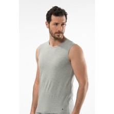 Cacharel 1303 Gri Melanj Erkek Spor Bisiklet Yaka Fanila