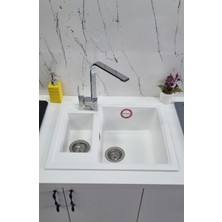 Granite Rising 1,5 Gözlü- BEYAZ RENK - 60X50 cm Granit Eviye