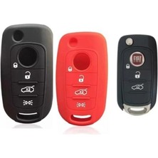 Stilix Garage Fiat Egea Silikon Anahtar Koruma Kılıfı Siyah ve Kırmızı Renk  2 Adet