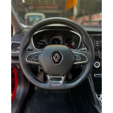 Renault Megane 4 Icon Araca Özel Direksiyon Kılıfı (Soft Nokta Karbon Krem Ip)