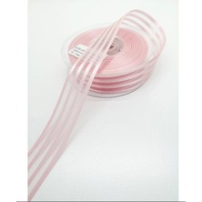 İpek Hobi Pembe  Saten Çizgili Şifon Kurdele 2,5cm X 25m (Hilton Kurdele)  1 Adet