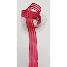 İpek Hobi Kırmızı  Saten Çizgili Şifon Kurdele 2,5cm X 25m (Hilton Kurdele)  3 Adet