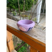 Seda Bozlanba El Yapımı Seramik Boho Mor Mumluk