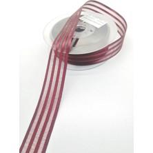 İpek Hobi Mürdüm  Saten Çizgili Şifon Kurdele 2,5cm X 25m (Hilton Kurdele)  3 Adet