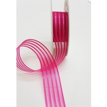 İpek Hobi Fuşya  Saten Çizgili Şifon Kurdele 2,5cm X 25m (Hilton Kurdele)  3 Adet