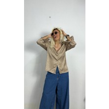 Nunu By Croc Chic Krem Saten Gömlek