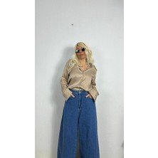 Nunu By Croc Chic Krem Saten Gömlek