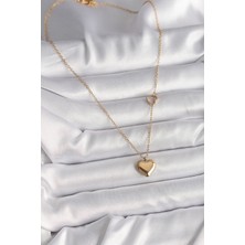Winwin Store 316L Çelik Gold Renk Zincir Kalp Detay Kalp Figür Kadın Kolye
