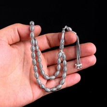 Takı925 Tamamı 925 Ayar Gümüş Arpa Kesim Fizyon Model Tesbih