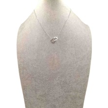 Han Ticarethane Gümüş Renk Ikili Taşlı Kalp Model Çelik Kolye