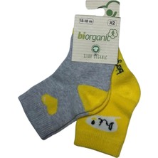 Bibaby Biorganic Hi Kız 2'li Çorap 68403 Gri Sarı