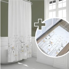 Zethome Banyo Paspas ve Tek Kanat Duş Perdesi 1 x 180 x 200 Set Banyo Halısı 8441