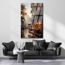 Artarilion Kırılmaz Cam Tablo Hd Dijital Baskı Yağmurda Sokak Görünümü Kırılmaz Cam Tablo