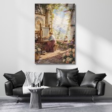 Artarilion Halı Dokuyan Kadın Kırılmaz Cam Tablo Klasik Görünümlü Baskı Kırılmaz Cam Tablo
