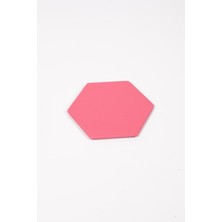Pembe Altıgen Deri Bardak Altlığı