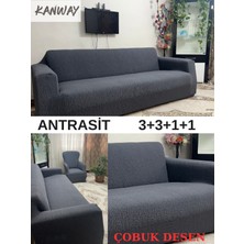 Kanway 3+3+1+1 Dokuma Jakar Koltuk Örtüsü. Lastikli, Esnek, Yıkanabilir Koltuk, Kanepe, Çekyat Örtüsü