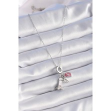 Winwin Store 316L Çelik Gümüş Renk Eyfel Kule Fotoğraf Makinesi Model Charm Kadın Kolye