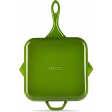 Hosse Yeşil 28X28 cm Yardımcı Kulplu Kare Grill Tava (HSKGTV-2828-Y)