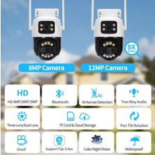 Ozmik CMR62 8mp 4K Ptz Wifi Kamera 8x Zoom 12MP Çift Ekran  Otomatik Izleme Cctv Gözetim Kamera
