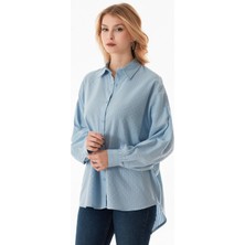 Çizgili Arkası Uzun Salaş Gömlek