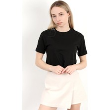 Giysa Kadın Bisiklet Yaka Basic Spor T-Shirt Siyah - 925003