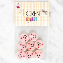 Loren Crafts 8'li Gülen Yüz Düğme - 1023