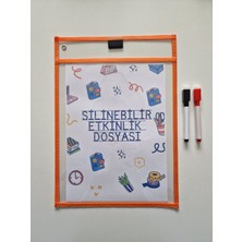 A4 Çalışma Kağıtları Için Turuncu Silinebilir Etkinlik Dosyası + 2 Adet Silgili Kalem