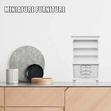 1/12 Dollhouse Minyatür Mobilya Çok Fonksiyonlu Ahşap Dolap Kitaplık Beyaz (Yurt Dışından)
