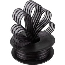 İpek Hobi Siyah   Saten Çizgili Şifon Kurdele 2,5cm X 25m (Hilton Kurdele)  1 Adet