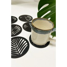 Kuzeylina Yaprak Desenli Ahşap Mdf Bardak Altlığı (6'lı Set)