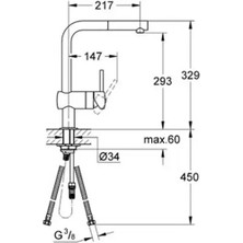 Grohe Minta Tek Kumandalı Spiralli Eviye Bataryası