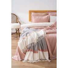 Riva İstanbul Efekt Pudra Çift Kişilik Nevresimli Yatak Örtüsü - 8 Parça Çeyiz Seti