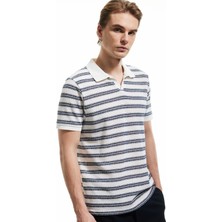 Koton Çizgili Kısa Kollu Regular Fit V Yaka Polo Tişört