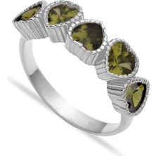 Silveranka 925 Ayar Gümüş Olivia Sıralı Kalp Yüzük