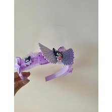 Kız Çocuk Kuromi Figürlü Simli Kanatlı Kurdeleli Mor Renk Tüllü Taç 1 Adet