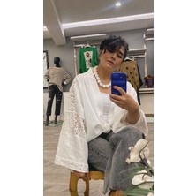 Divitin Tasasım Dantel Detaylı Müslin Kimono