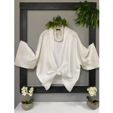 Divitin Tasasım Dantel Detaylı Müslin Kimono