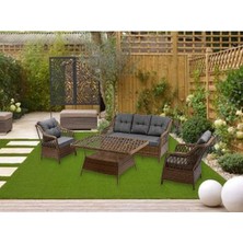 Menekşe 3+1+1+2puf+Masa Rattan Bahçe Balkon Mobilyası, 7 Kişilik Bahçe Takımı