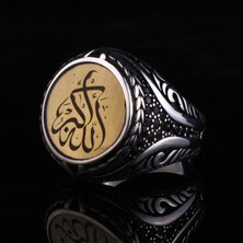 925 Ayar Gümüş Allahuekber Yazılı Başak Işlemeli Erkek Yüzük